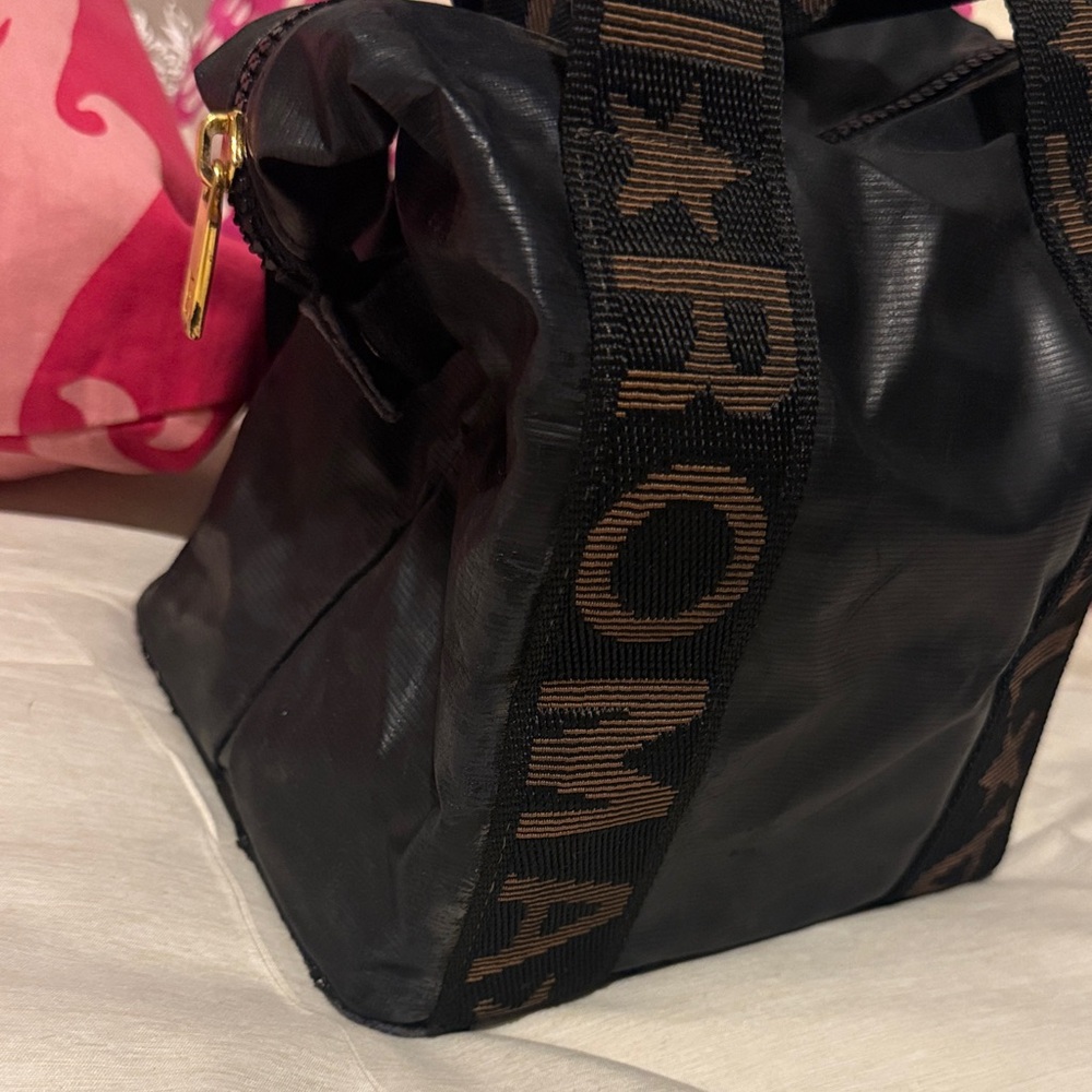 Painted FENDI Roma Nylon Tote Bag Black Rare - Picture 2 of 14